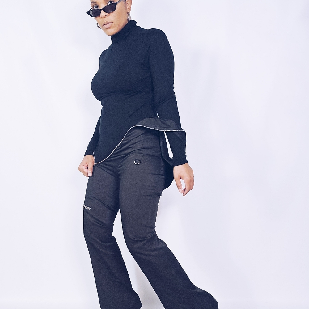 Stradivarius Zipper Flared Jumpsuit
